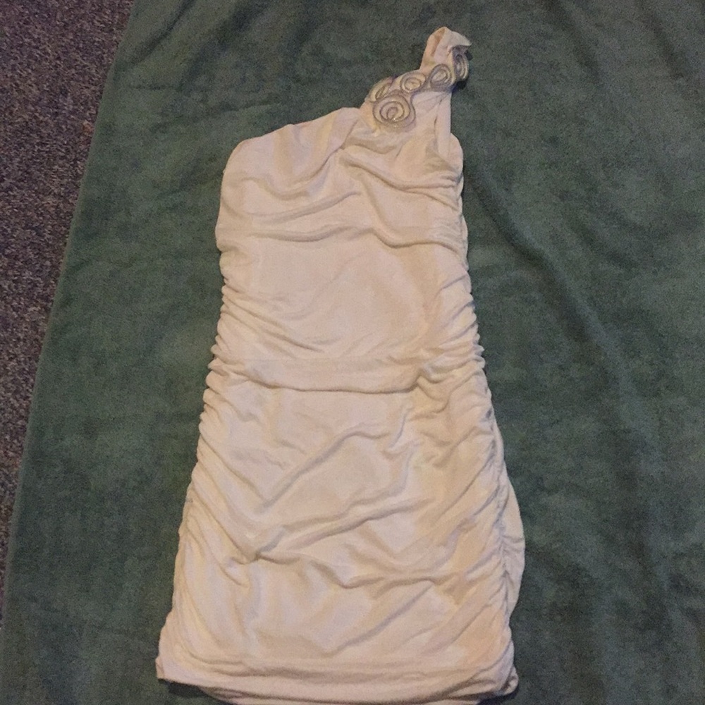 One shoulder off-white dress